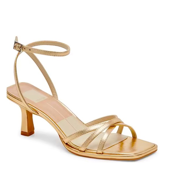 Elegant Dolce Vita Gold Strappy kitten Heel sandals - Picture 1 of 11